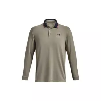 Мужская рубашка-поло с длинным рукавом Under Armour Color Block в полоску с воротником, оливковая 1380786-504 XL