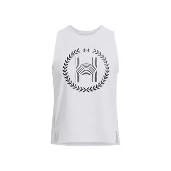 Under Armour Run Anywhere Logo Design Повседневный круглый вырез без рукавов жилет женские топы Белый 1382956-100 XL