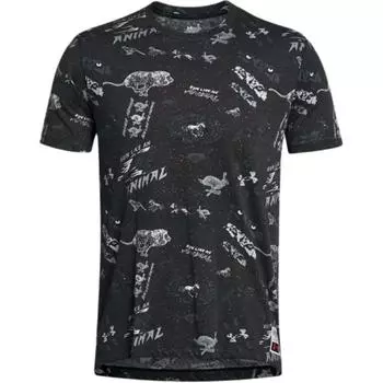 Under Armour Run Laa All Over Print Running Sports Fashion Casual Slim Fit Cruit Neck Short Sleeve T Shirt Men Tops Black 1379301-001 S