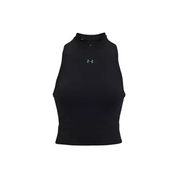 Under Armour Rush Бесшовный принт логотипа однотонный облегающий спортивный топ без рукавов женские топы черный 1360822-001 S