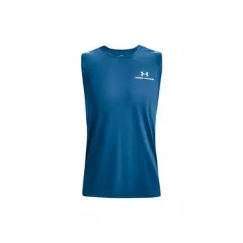 Under Armour Rush Series Energy Светоотражающий логотип Однотонный топ без рукавов с круглым вырезом Мужские топы Синие 1366139-899 L