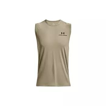 Under Armour Rush Series Energy Светоотражающий логотип Твердый топ без рукавов с круглым вырезом Мужские топы Бежевый 1366139-037 XL