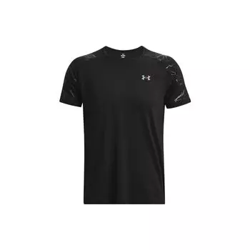 Under Armour Футболка Rush Series Solid Color Embossed Training Sports с круглым вырезом и коротким рукавом для мужчин, черная 1376790-001 S
