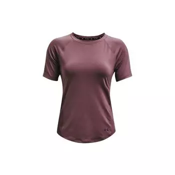 Under Armour Rush Series Training Удобная однотонная облегающая футболка с коротким рукавом реглан для женщин, топы серо-фиолетового цвета 1368366-554 XS