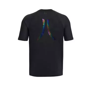 Under Armour Rush Smartform Rainbow Stripe Декоративная тренировочная футболка Мужские топы Черный 1377153-001 L
