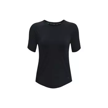 Under Armour Rush сплошной цвет с круглым вырезом для фитнеса и тренировок, компрессионная футболка с короткими рукавами, женские топы, черный 1368178-001 S