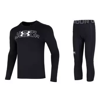 Under Armour С принтом логотипа, круглым вырезом, длинным рукавом, компрессионный комплект для мужчин, активная одежда 1369728-001+1361588-001 S