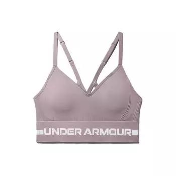 Under Armour Seamless Long Letter Print Low Intensity Sports Bra Women underwear Fast-Pink 1357719-667 XS