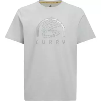 Under Armour Серия баскетбольной одежды Ua Curry Свободный крой Круглый вырез Модная спортивная футболка с коротким рукавом Мужские футболки Дымчато-серый 1390404-014 2XL