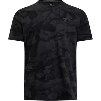 Under Armour Серия Рока Джонсона Повседневный спорт UA Футболка с круглым вырезом Модная Универсальная Футболка с коротким рукавом Мужские футболки Черный 1389898-001 L