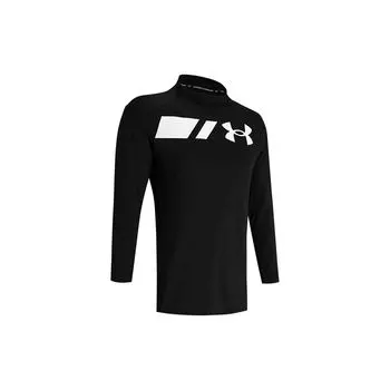 Under Armour Сетка с высоким воротом и длинным рукавом с напечатанным логотипом для тренировок, фитнеса, бега, мужская футболка, черный цвет 1357359-001 M