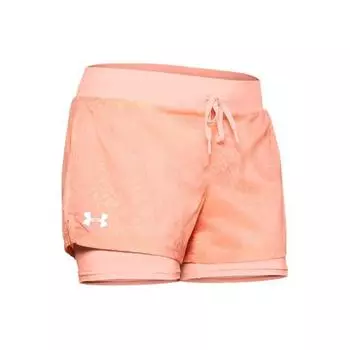 Under Armour Шорты для бега Speedpocket Weightless 2 в 1 женские шорты персиково-розовые 1350192-845 S