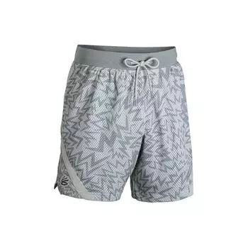 Under Armour Шорты мужские повседневные, прямые, с сетчатым принтом карри по всей поверхности, на шнуровке, светло-серые 1383375-114 XXL