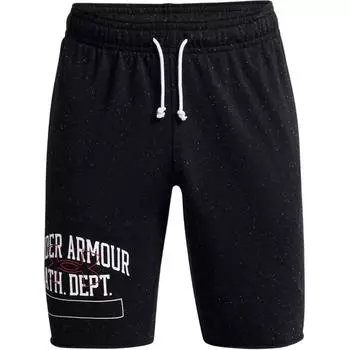 Under Armour Шорты мужские повседневные с принтом логотипа и буквами, со шнуровкой и средней посадкой, черные 1370356-001 L