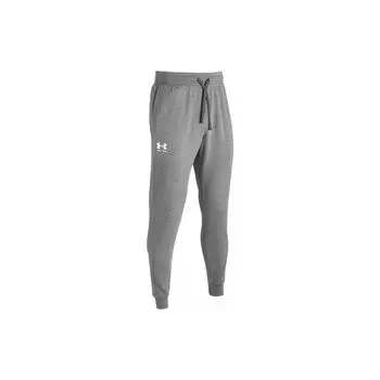 Under Armour Штаны свободного кроя с завязками на логотипе, однотонные, трикотажные, спортивные, мужские, серые 1366727-012 S