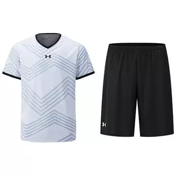 Under Armour Simple Round Neck Short Sleeve T-Shirt Comfortable Jersey Shorts Casual Sports Suit Unisex Sportswear 23500503-100+24500204-001 M