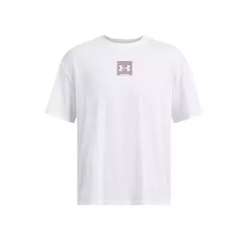 Under Armour Sm Box Logo Print Moisture Wicking Loose Fit Short Sleeve T-Shirt Men T-Shirts White 1386803-100 M