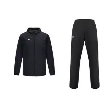 Under Armour Soccer Training Match Long Sleeve Logo Jacket Lightweight Quick Dry Long Pants Casual Sports Set Men Sports Set 21500737-001+21600411-001 M