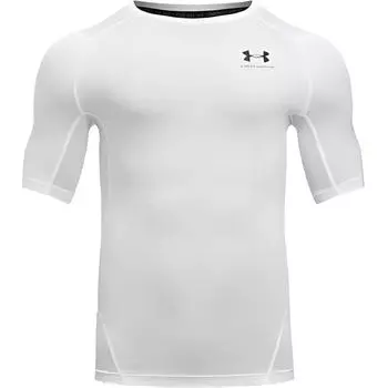 Under Armour Solid Color Breathable Training Compression Short Sleeve T-Shirt Men Tops White 1361518-101 2XL