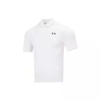 Under Armour Solid Color Button Short Sleeve Polo Shirt Men Polo Shirts White 1368122-100 XL