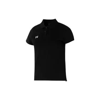 Under Armour Solid Color Casual Sports Polo Shirt Women tops Black 22500519-001 L