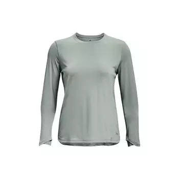 Under Armour Solid Color Crew Neck Pullover Training Long Sleeve T-Shirt Women tops Slate-Green 1374535-781 M