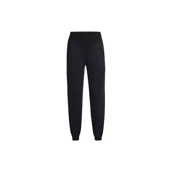 Under Armour Solid Color Elastic Waist Casual Jogging Pants Women bottoms Black 1378651-001 L