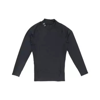 Under Armour Solid Color High Neck Quick Dry Long Sleeve Fitness Shirt Men tops Black 1358577-001 XL