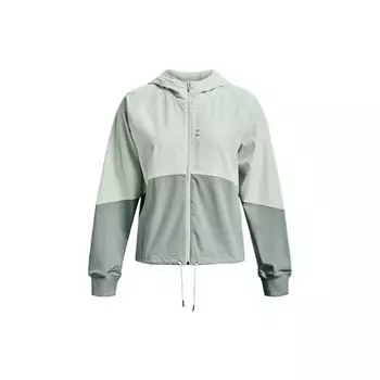 Under Armour Solid Color Letter Print Zip Jacket Women jackets Green 1369889-592 S