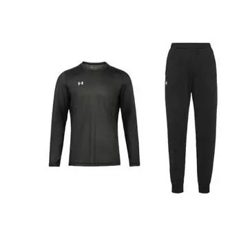 Under Armour Solid Color Logo Crew Neck Long Sleeve Sweatshirt Knit Cuffed Pants Casual Sports Set Men sets 23600704-001+22600307-011 M