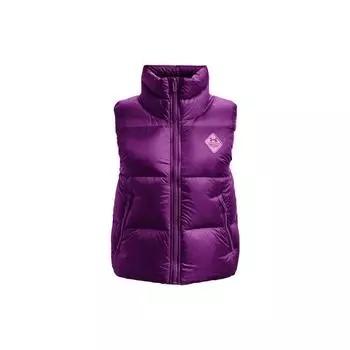 Under Armour Solid Color Logo Embroidered Stand Collar Down Vest Women vests Purple 1375456-580 S