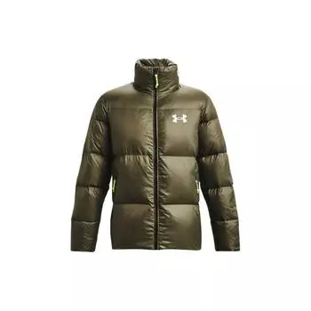 Under Armour Solid Color Logo Letter Print Long Sleeve Zipper Down Jacket Men outerwear Green 1373460-650 S