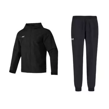 Under Armour Solid Color Logo Outdoor Training Long Sleeve Top Comfortable Mid Waist Simple Long Pants Casual Sports Suit 21600705-001+23600401-001 M