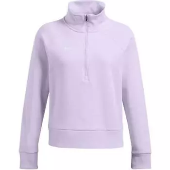 Under Armour Solid Color Logo Pattern Mock Neck Pullover Long Sleeve Sweatshirt Women sweatshirt Light-Purple 1379492-535 S