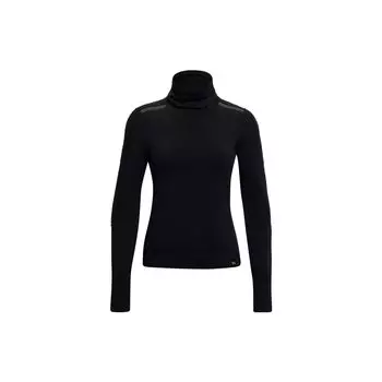 Under Armour Solid Color Logo Print High Neck Slim Fit Vintage Long Sleeve T-Shirt Women tops Black 1371576-001 XL