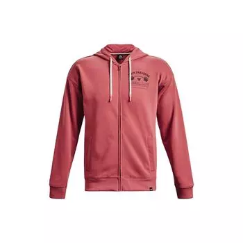 Under Armour Solid Color Logo Print Zip-Up Hooded Jacket Men Jackets Pink 1376051-600 M