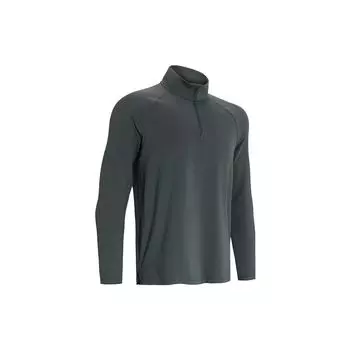 Under Armour Футболка мужская однотонная с принтом, полумолнией, воротником-стойкой, длинным рукавом, реглан, серая, для тренировок на открытом воздухе 1378991-012 XXL