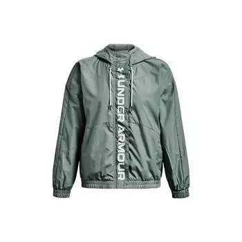 Under Armour Solid Color Printed Letter Zip-Up Hoodie Jacket Women jackets Green 1369845-781 XL