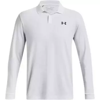 Under Armour Solid Color Printed Long Sleeve Polo Shirt Men tops White 1379728-100 XL