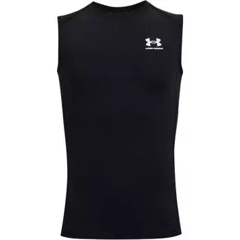 Under Armour Solid Color Pullover Round Neck Logo Print Sleeveless Kids Tops Black 1368511-001 M