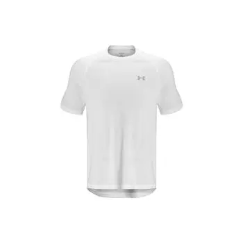 Under Armour Solid Color Round Neck Pullover Training Reflective Short Sleeve T-Shirt Men Tops White 1377054-100 XXL