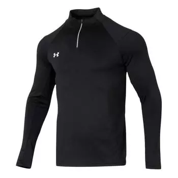 Under Armour Solid Color Simple Casual Sports Half-Zip Breathable Comfortable Long Sleeve Fitness Shirt Unisex tops Black 24600603-001 XL