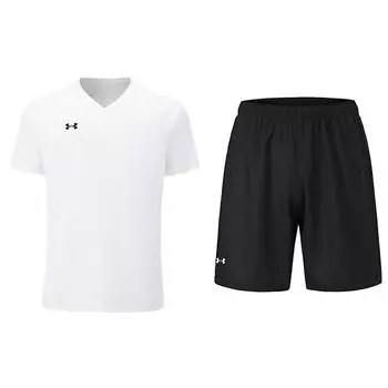 Under Armour Solid Color Simple Logo Print V-Neck Pullover Short Sleeve Top Unisex Tops 21500524-100+23500203-001 3XL