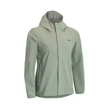 Under Armour Solid Color Simple Logo Print Hooded Zip Long Sleeve Jacket Women jackets Jungle-Green 1376067-504