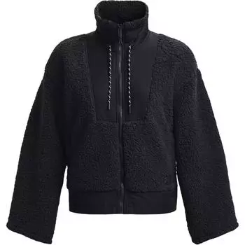 Under Armour Solid Color Spliced Vintage Stand Collar Zip Jacket Women jackets Black 1373659-001 S