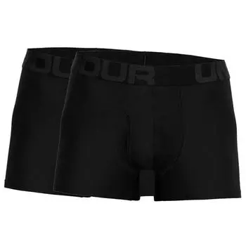 Under Armour Solid Color Sports Casual Boxer Briefs, 2-Pack Men Underwear Black 1363618-001 M