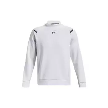 Under Armour Solid Color Stand Collar Fitted Long Sleeve Sweatshirt Men sweatshirt White 1379810-100 XL