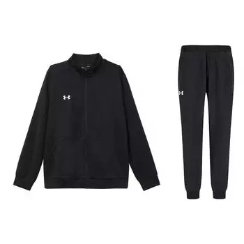 Under Armour Solid Color Stand Collar Long Sleeve Fitness Top Comfortable Mid Waist Elastic Pants Casual Sports Suit 23600304-001+21600705-001 M