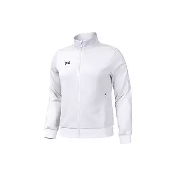 Under Armour Solid Color Stand Collar Zip Sports Knit Jacket Women jackets White 22500412-100 S