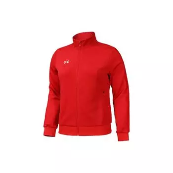 Under Armour Solid Color Stand Collar Zip Sports Knit Jacket Women jackets Red 22500412-600 S